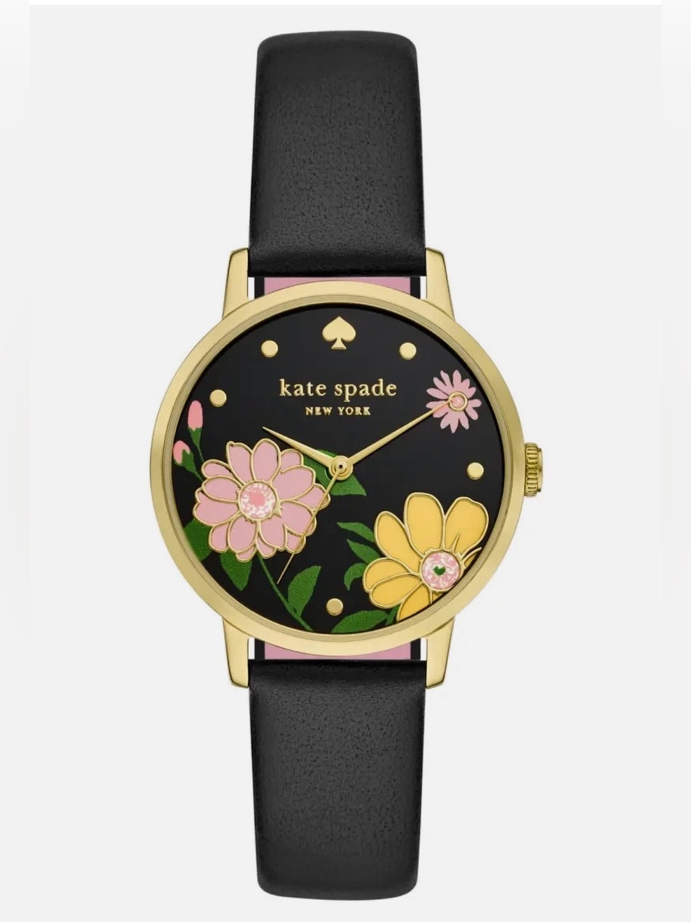 Kate Spade New York metro floral dial leather strap watch